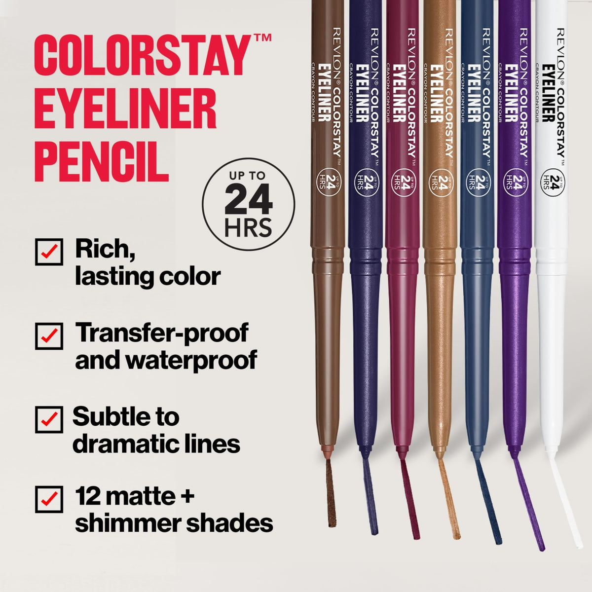 Revlon ColorStay Pencil Waterproof Eyeliner, 201 Black, 2 pack - Jansha Store