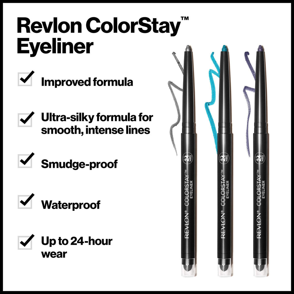 Revlon ColorStay Pencil Waterproof Eyeliner, 201 Black, 2 pack - Jansha Store