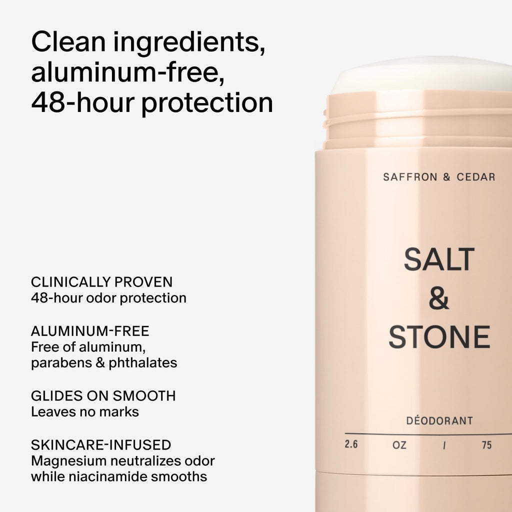 Salt & Stone Aluminum-Free Deodorant for Women & Men Saffron & Cedar 2.6 oz - Jansha Store