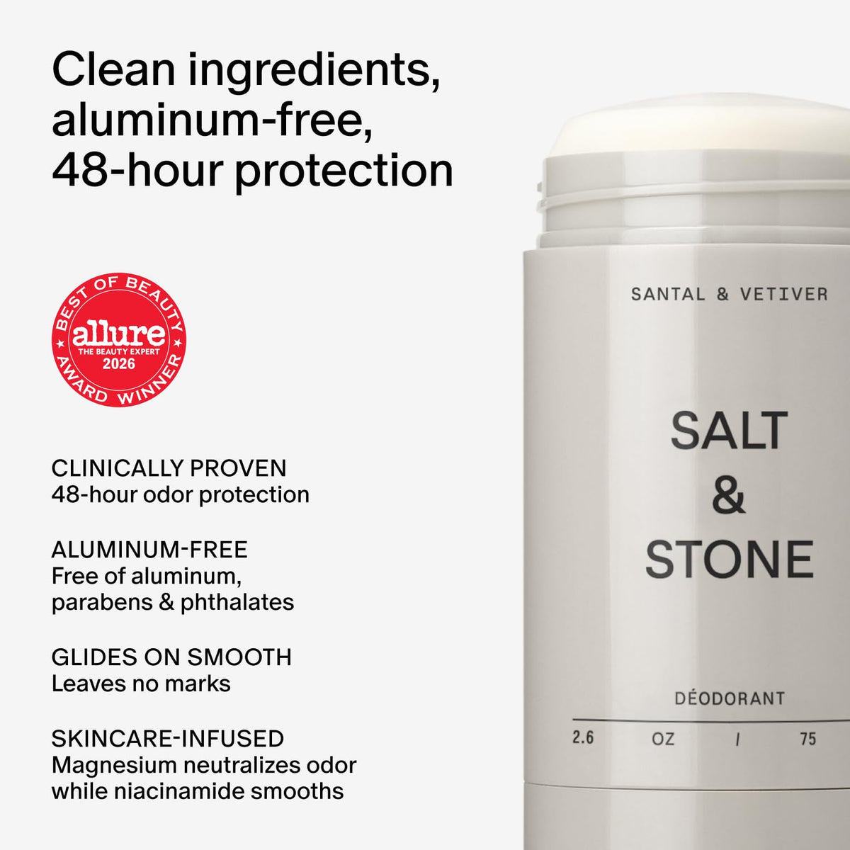 Salt & Stone Aluminum-Free Deodorant for Women & Men Saffron & Cedar 2.6 oz - Jansha Store