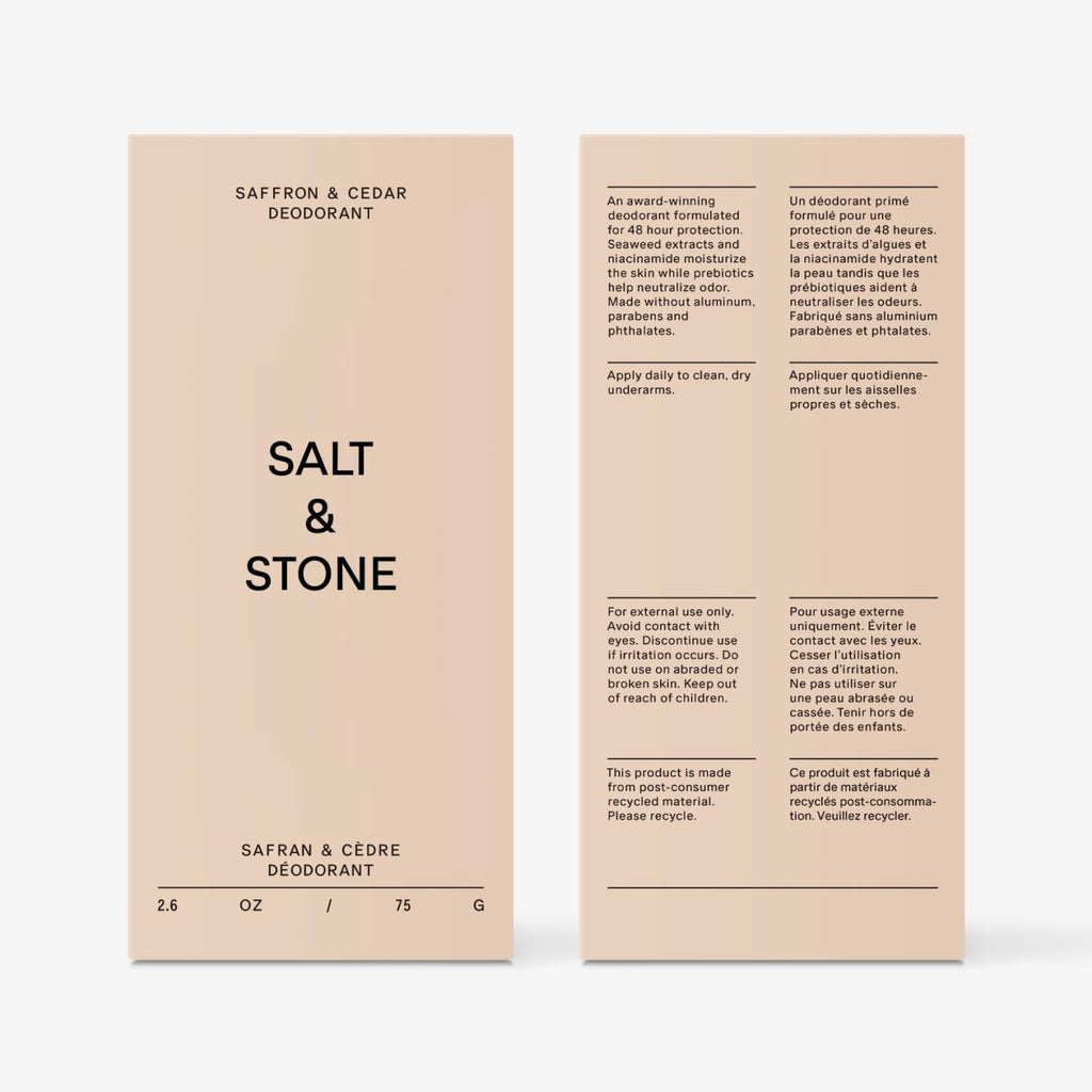 Salt & Stone Aluminum-Free Deodorant for Women & Men Saffron & Cedar 2.6 oz - Jansha Store