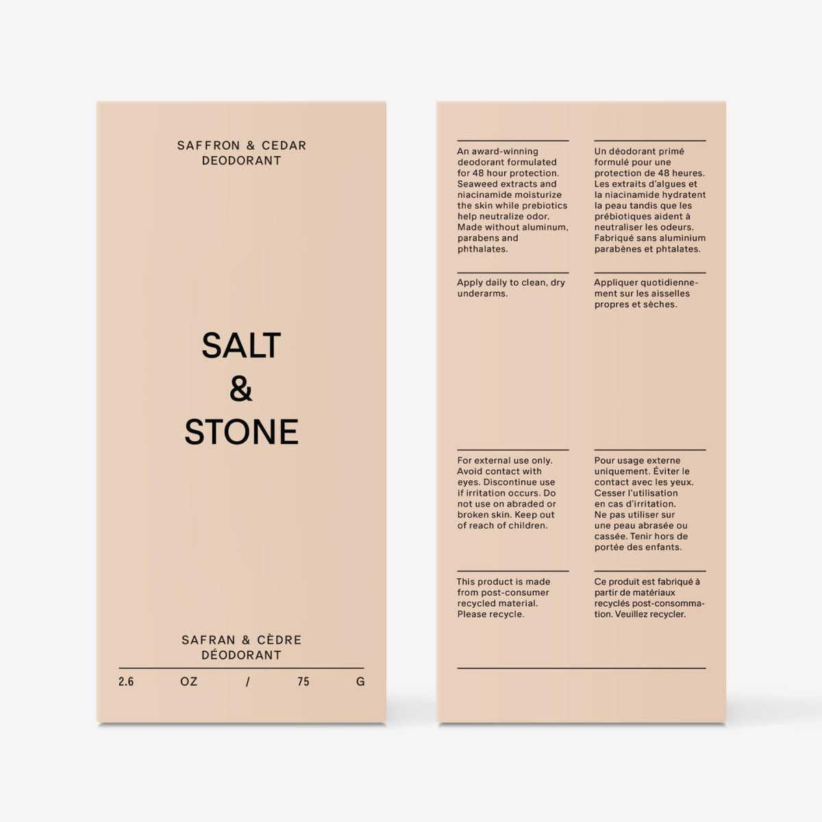 Salt & Stone Aluminum-Free Deodorant for Women & Men Saffron & Cedar 2.6 oz - Jansha Store