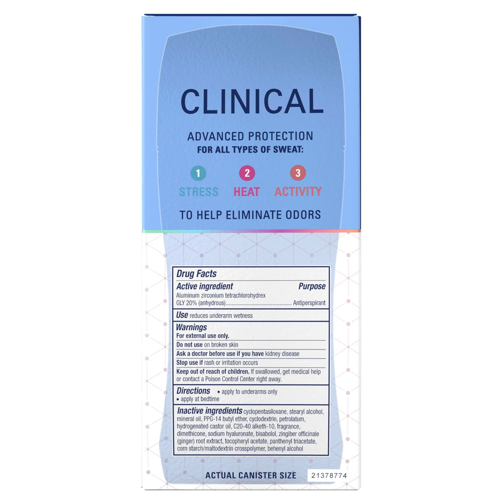 Secret Clinical Strength 100HR Sweat & Odor, Invisible Solid Antiperspirant Deodorant for Women, 3X Stress Protection with Hyaluronic Acid, PH Balanced, Clean Lavender Scent, 2.6 oz - Jansha Store