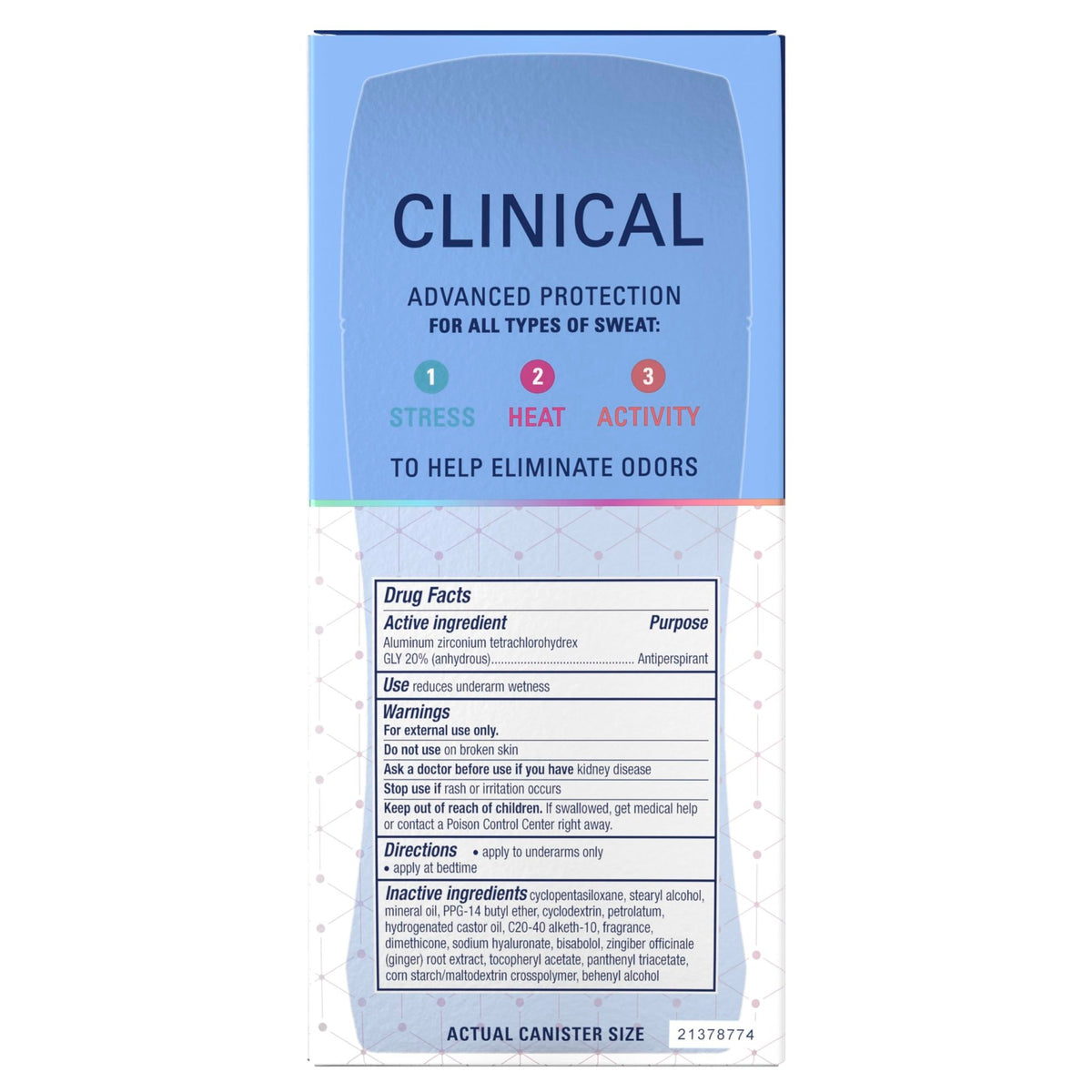 Secret Clinical Strength 100HR Sweat & Odor, Invisible Solid Antiperspirant Deodorant for Women, 3X Stress Protection with Hyaluronic Acid, PH Balanced, Clean Lavender Scent, 2.6 oz - Jansha Store