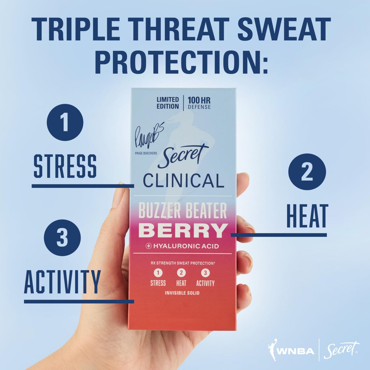 Secret Clinical Strength 100HR Sweat & Odor, Invisible Solid Antiperspirant Deodorant for Women, 3X Stress Protection with Hyaluronic Acid, PH Balanced, Clean Lavender Scent, 2.6 oz - Jansha Store