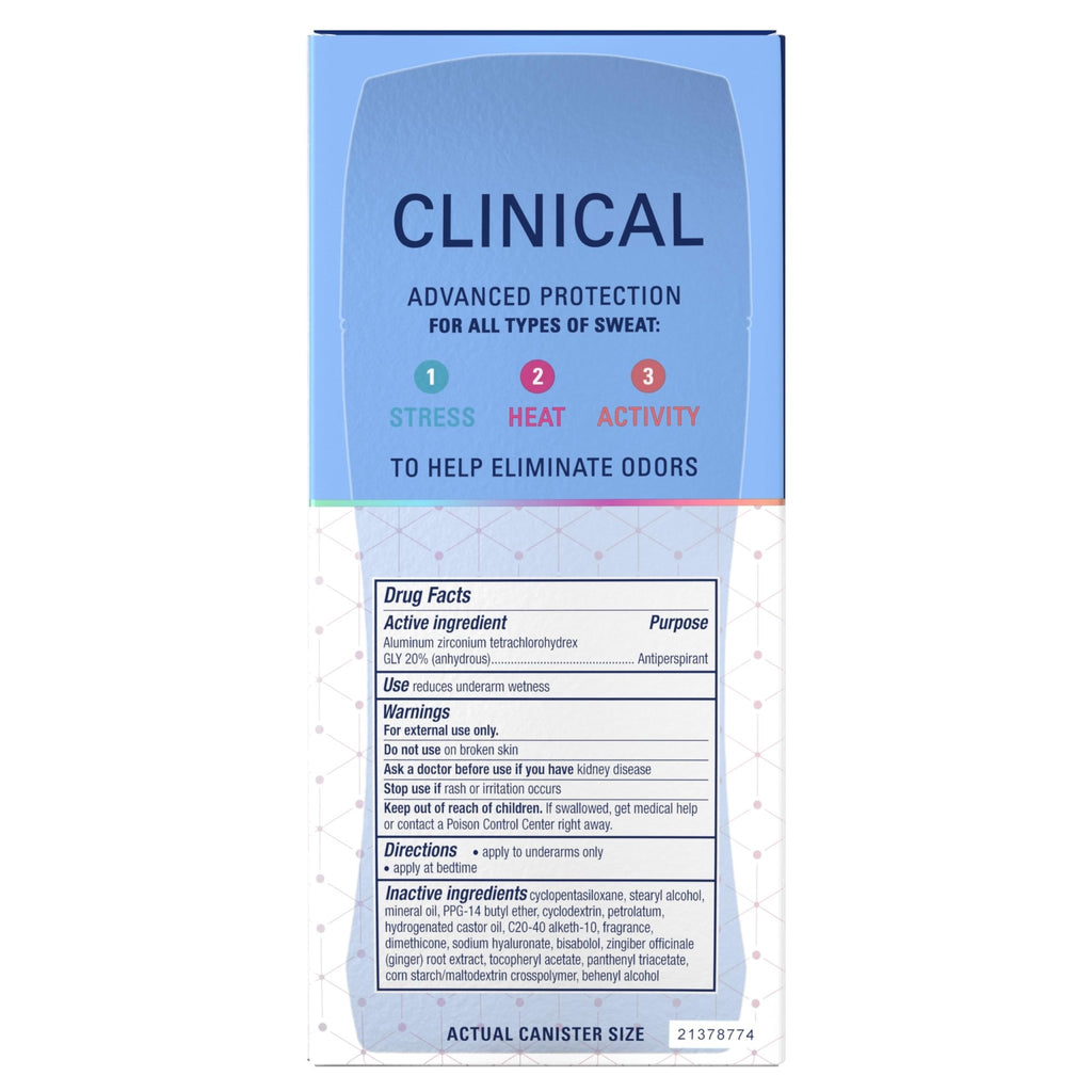 Secret Clinical Strength 100HR Sweat & Odor, Invisible Solid Antiperspirant Deodorant for Women, 3X Stress Protection with Hyaluronic Acid, PH Balanced, Clean Lavender Scent, 2.6 oz - Jansha Store