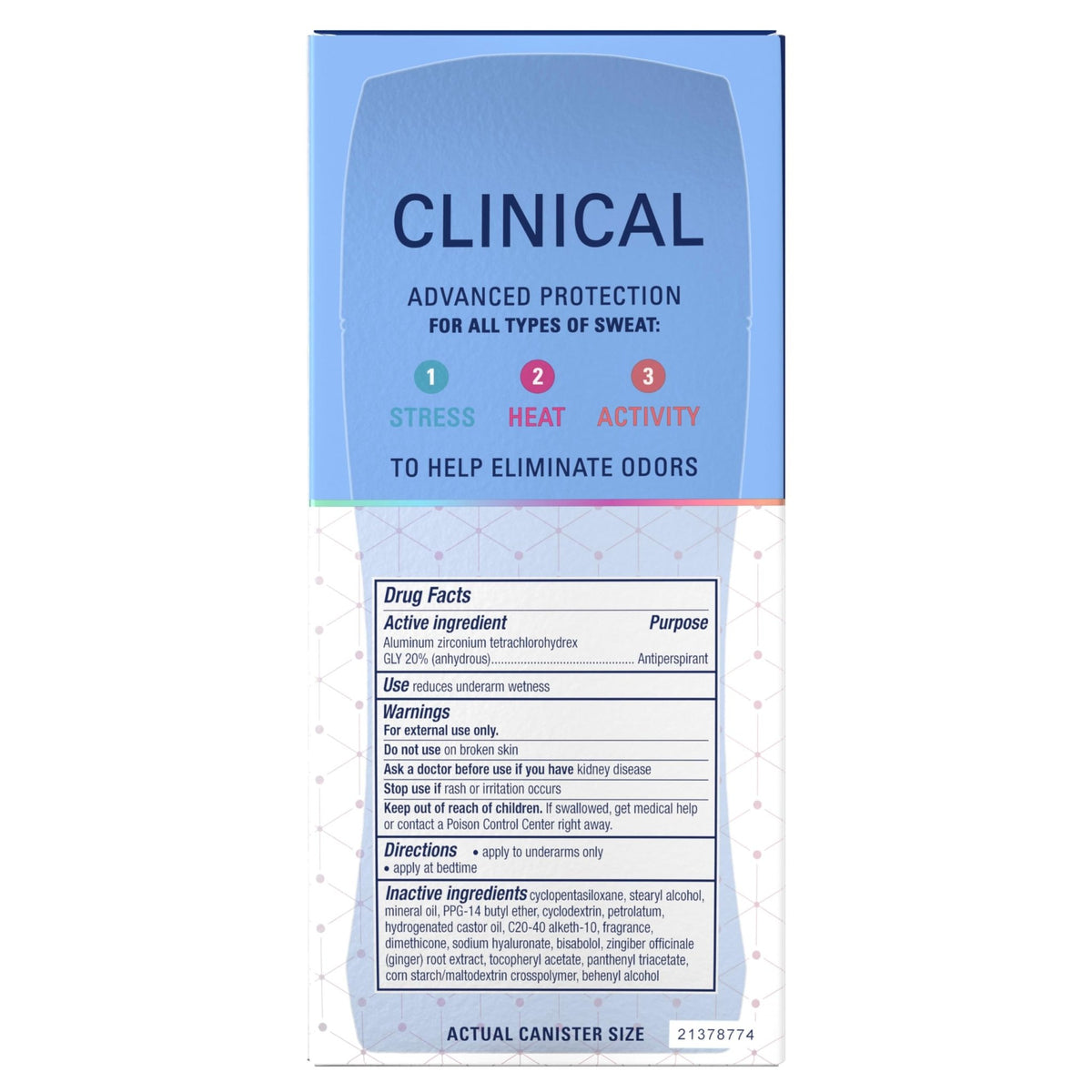 Secret Clinical Strength 100HR Sweat & Odor, Invisible Solid Antiperspirant Deodorant for Women, 3X Stress Protection with Hyaluronic Acid, PH Balanced, Clean Lavender Scent, 2.6 oz - Jansha Store