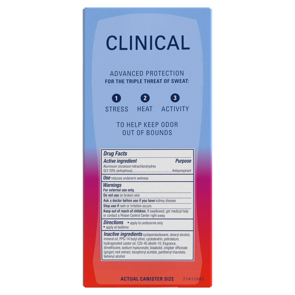 Secret Clinical Strength 100HR Sweat & Odor, Invisible Solid Antiperspirant Deodorant for Women, 3X Stress Protection with Hyaluronic Acid, PH Balanced, Clean Lavender Scent, 2.6 oz - Jansha Store