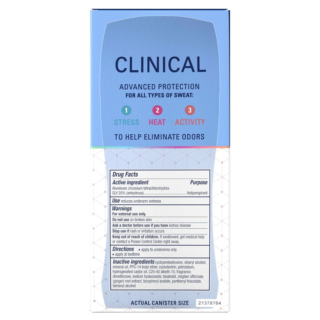 Secret Clinical Strength 100HR Sweat & Odor, Invisible Solid Antiperspirant Deodorant for Women, 3X Stress Protection with Hyaluronic Acid, PH Balanced, Clean Lavender Scent, 2.6 oz - Jansha Store