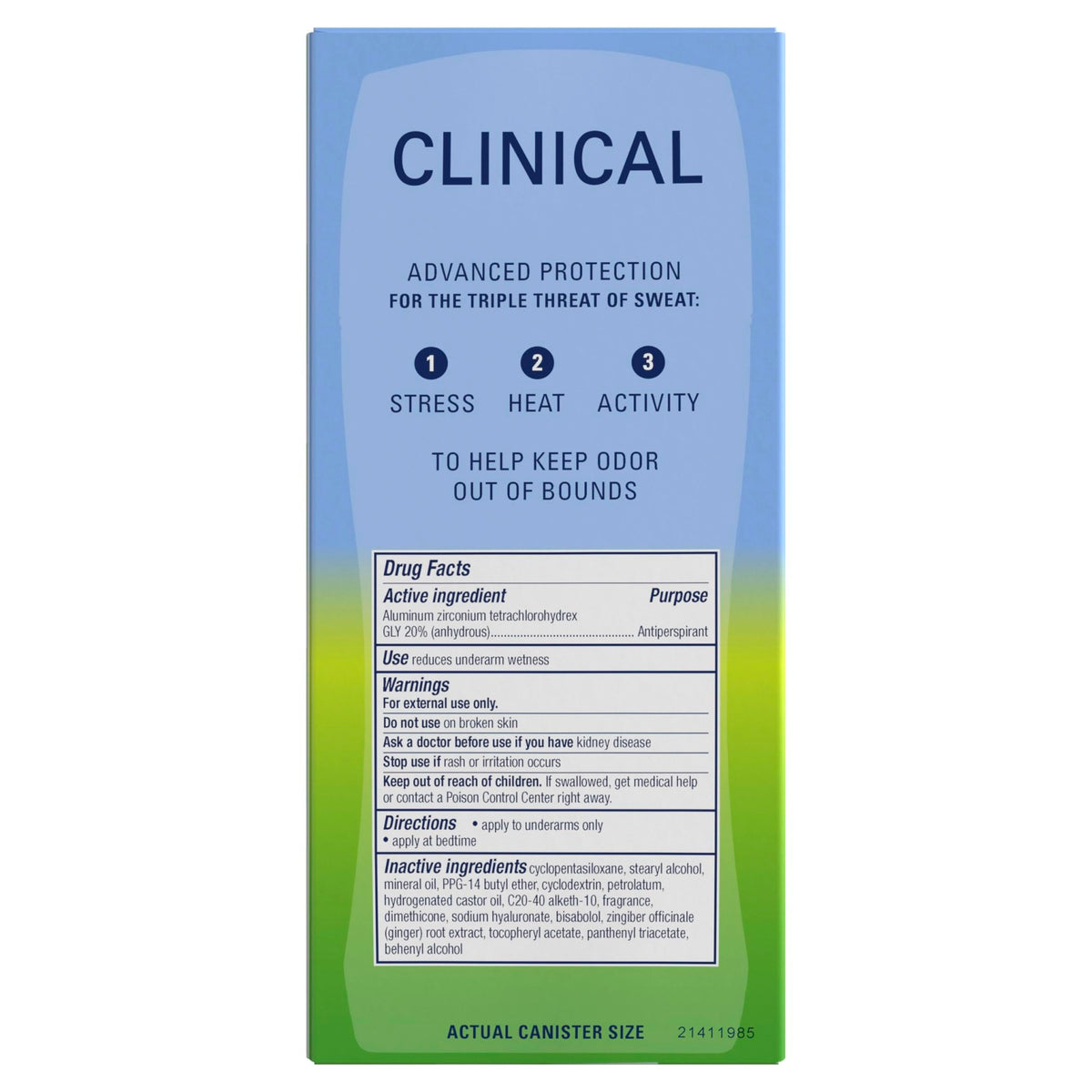 Secret Clinical Strength 100HR Sweat & Odor, Invisible Solid Antiperspirant Deodorant for Women, 3X Stress Protection with Hyaluronic Acid, PH Balanced, Clean Lavender Scent, 2.6 oz - Jansha Store
