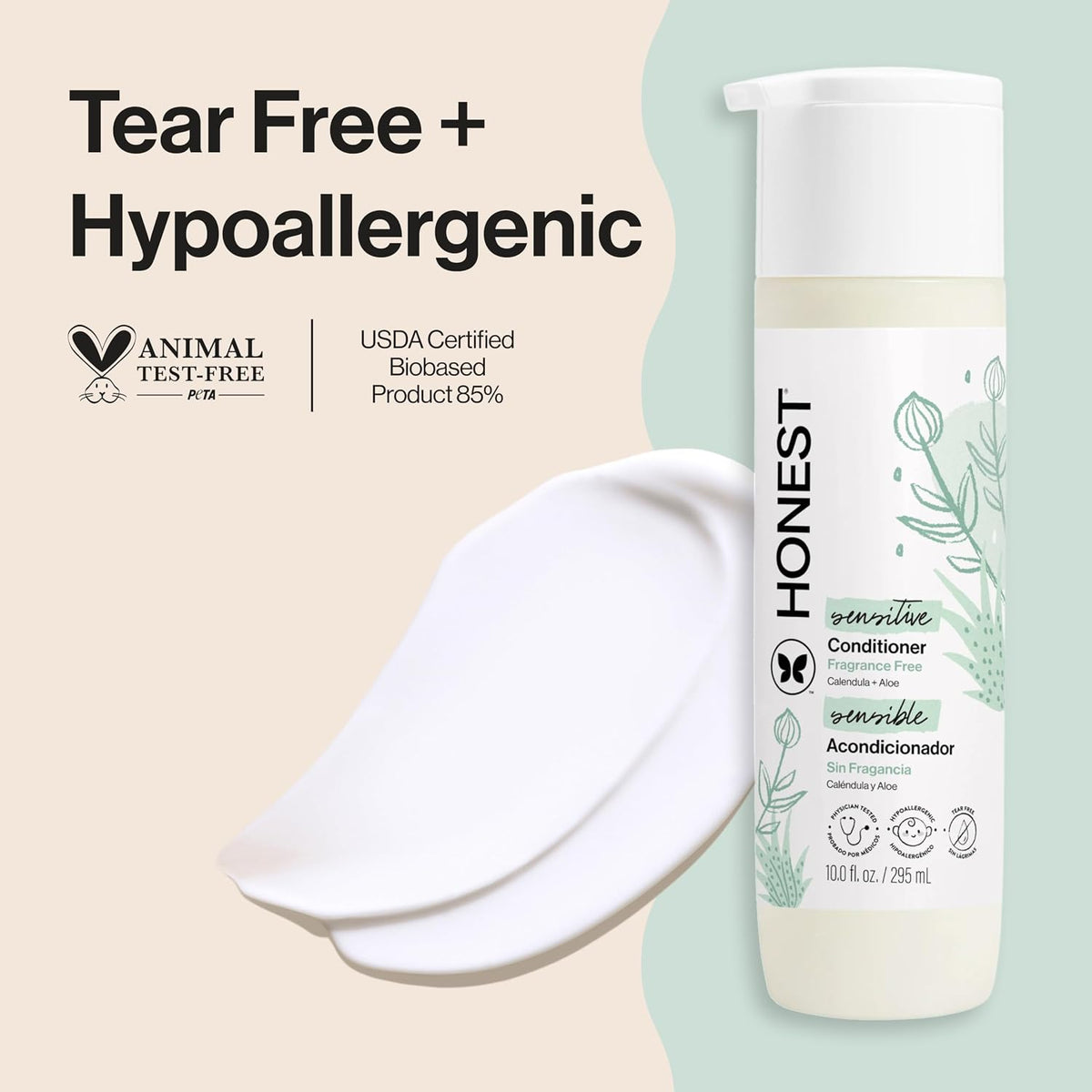 The Honest Company Conditioner, Hypoallergenic, Fragrance-Free, 10 fl oz - Jansha Store