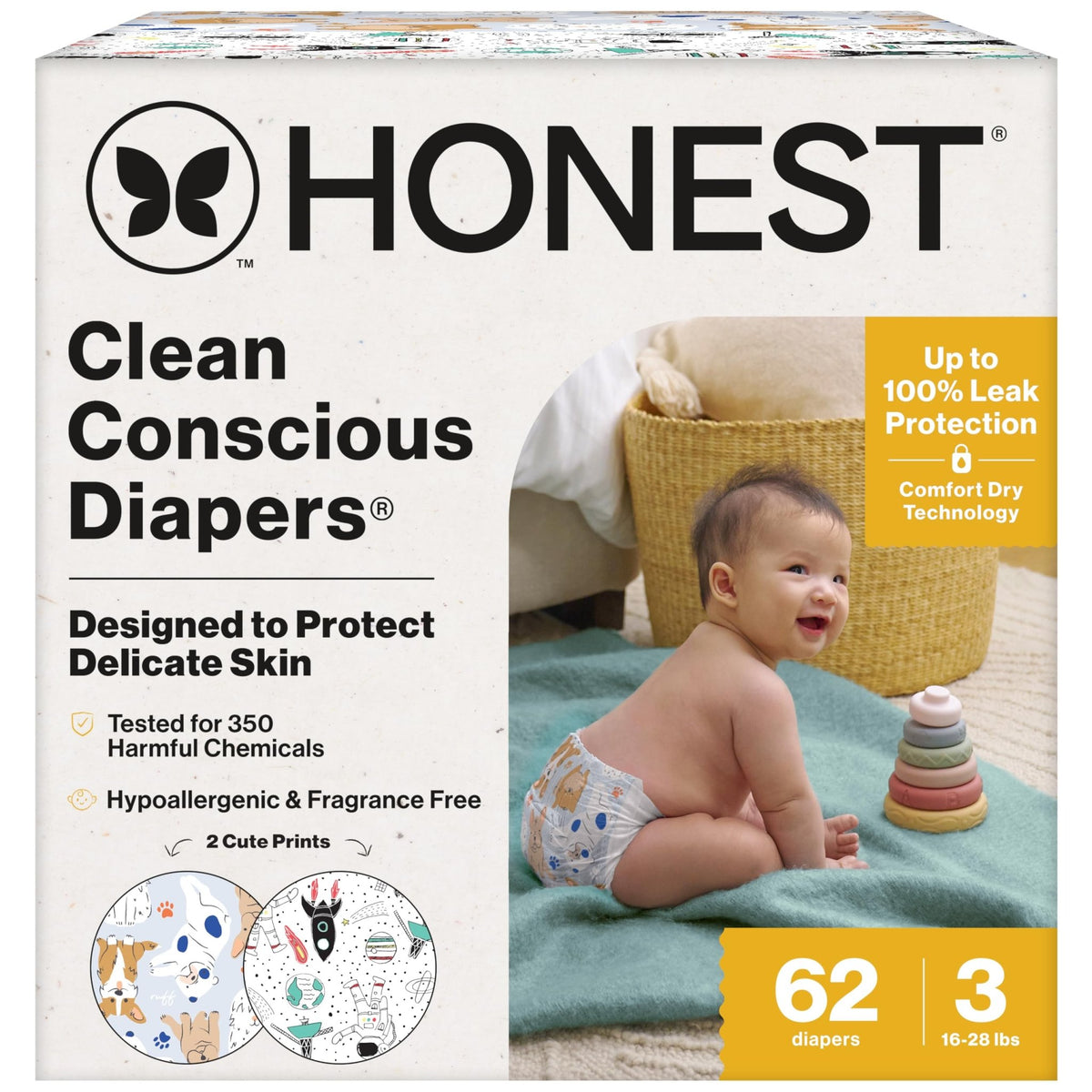 The Honest Company Diapers, All the Alpacas + Turtle Time, Size 1, 78 Count - Jansha Store