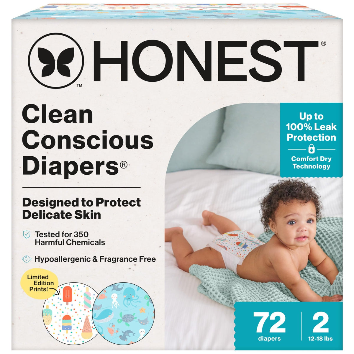 The Honest Company Diapers, All the Alpacas + Turtle Time, Size 1, 78 Count - Jansha Store