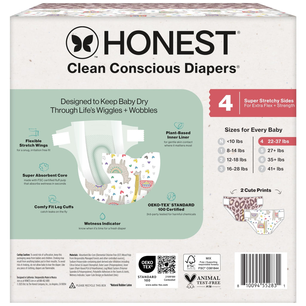 The Honest Company Diapers, All the Alpacas + Turtle Time, Size 1, 78 Count - Jansha Store