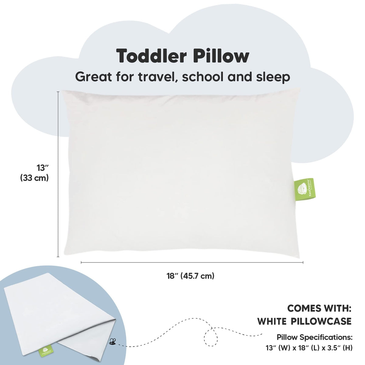 Toddler Pillow with Pillowcase, 13x18 My Little Dreamy Pillow (Flora Vale) - Jansha Store
