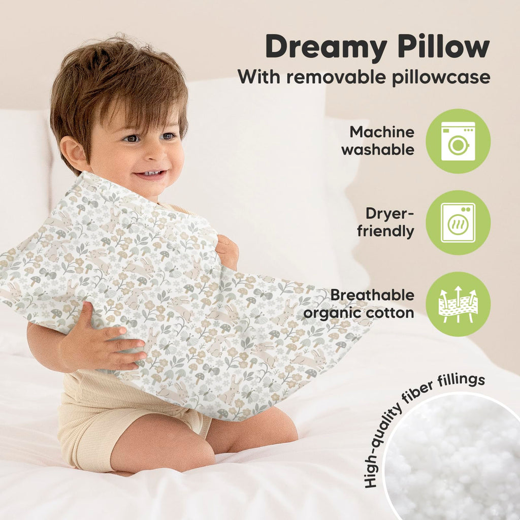 Toddler Pillow with Pillowcase, 13x18 My Little Dreamy Pillow (Flora Vale) - Jansha Store
