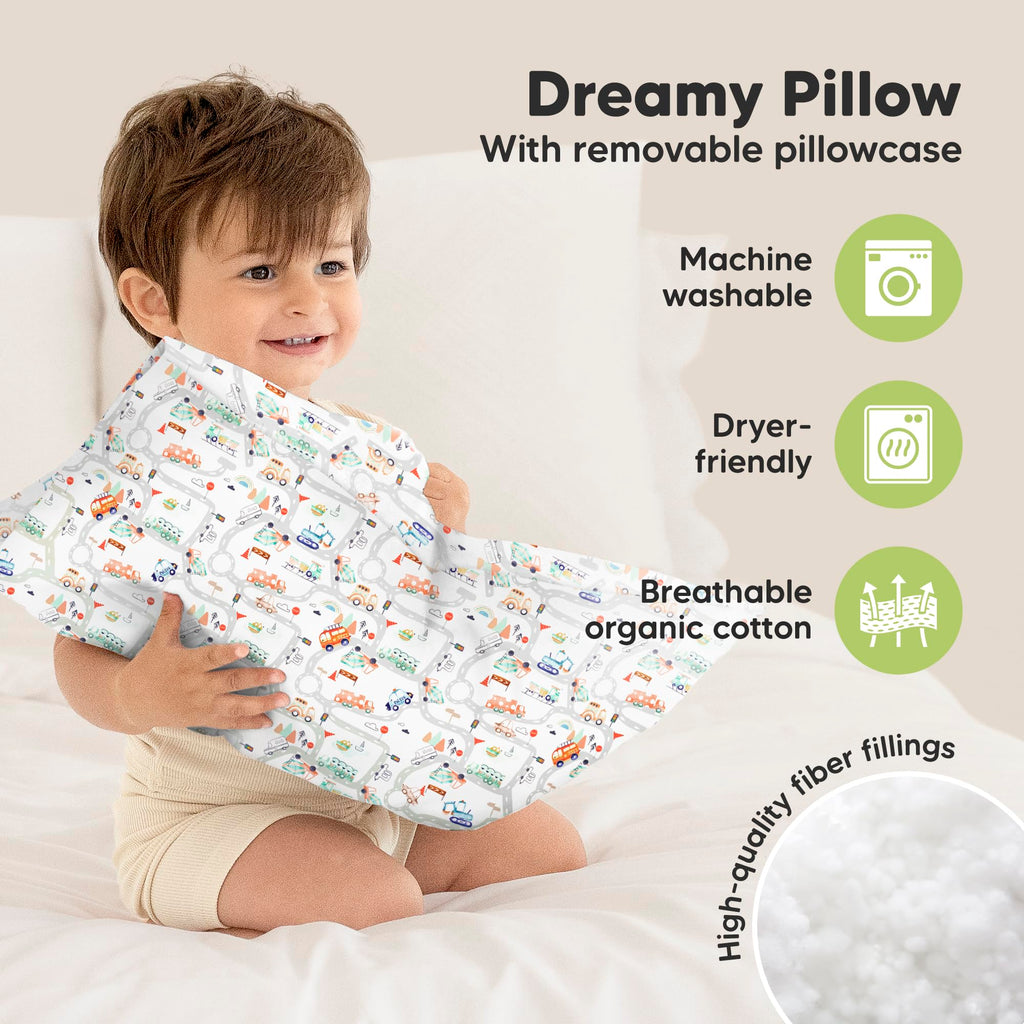 Toddler Pillow with Pillowcase, 13x18 My Little Dreamy Pillow (Flora Vale) - Jansha Store