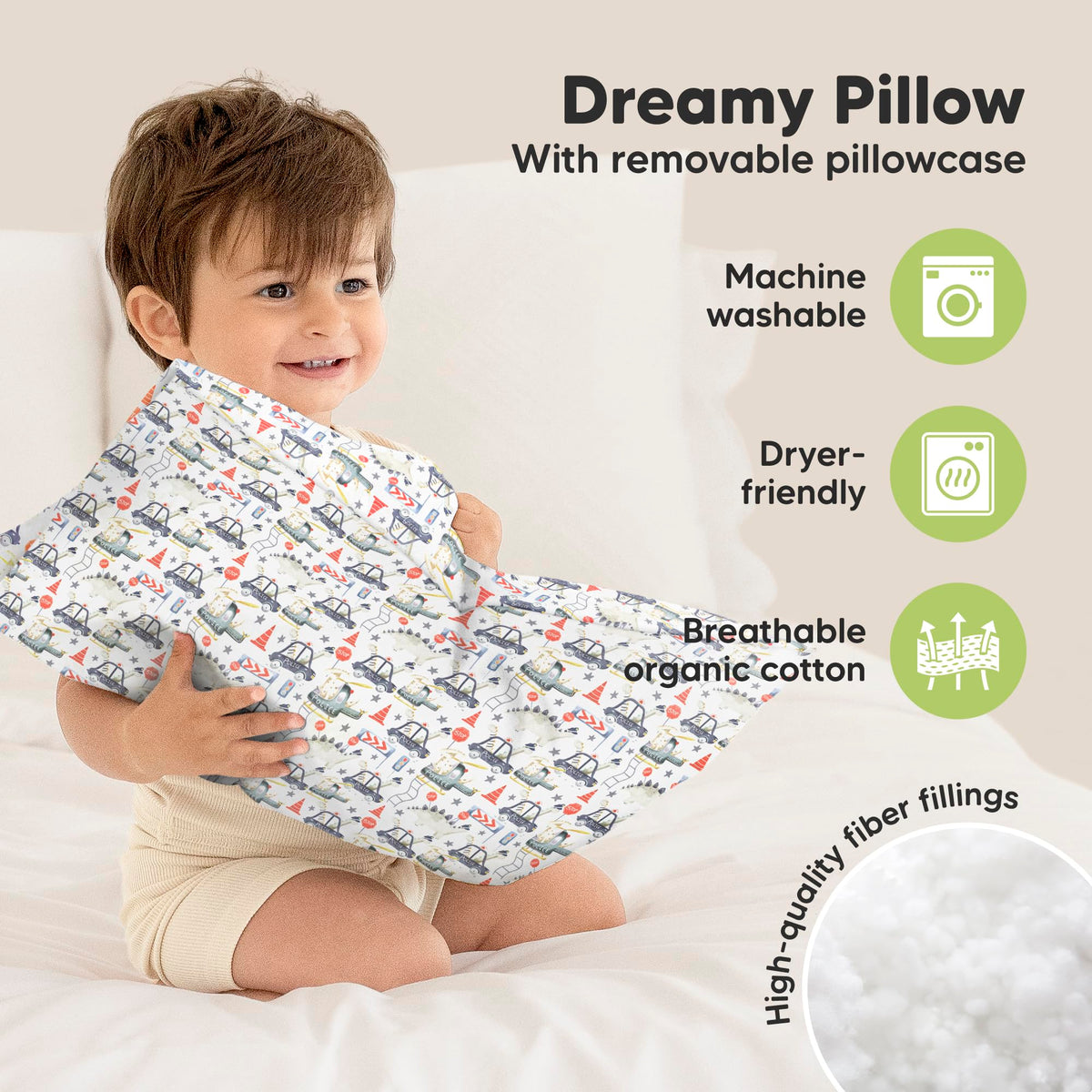 Toddler Pillow with Pillowcase, 13x18 My Little Dreamy Pillow (Flora Vale) - Jansha Store