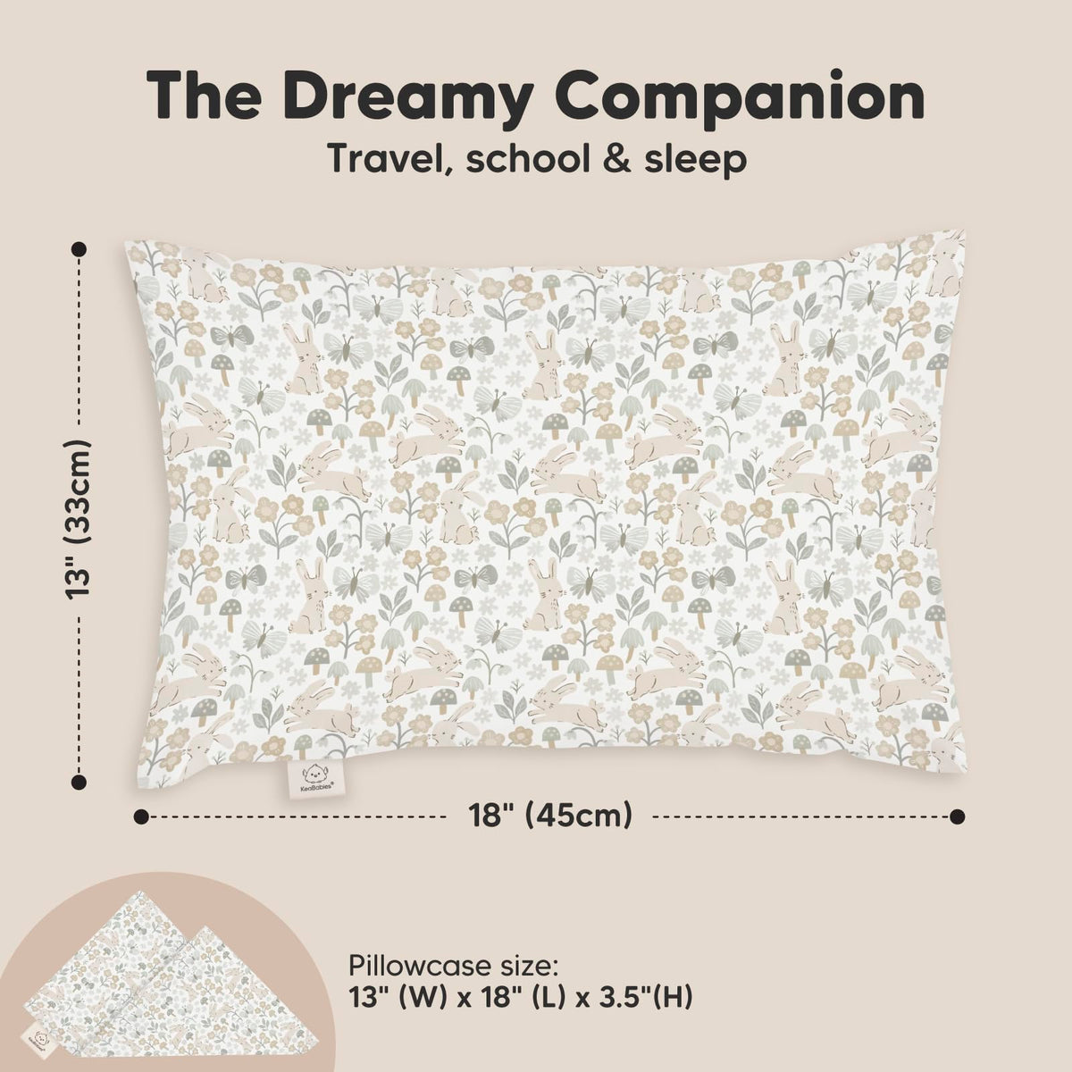 Toddler Pillow with Pillowcase, 13x18 My Little Dreamy Pillow (Flora Vale) - Jansha Store