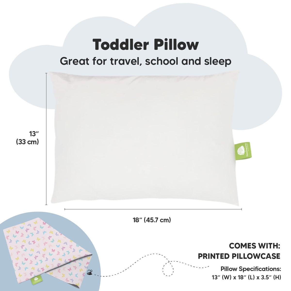Toddler Pillow with Pillowcase, 13x18 My Little Dreamy Pillow (Flora Vale) - Jansha Store