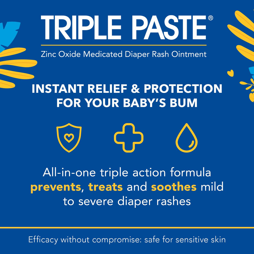Triple Paste Diaper Rash Cream, Zinc Oxide Baby Ointment, 3 oz - Jansha Store