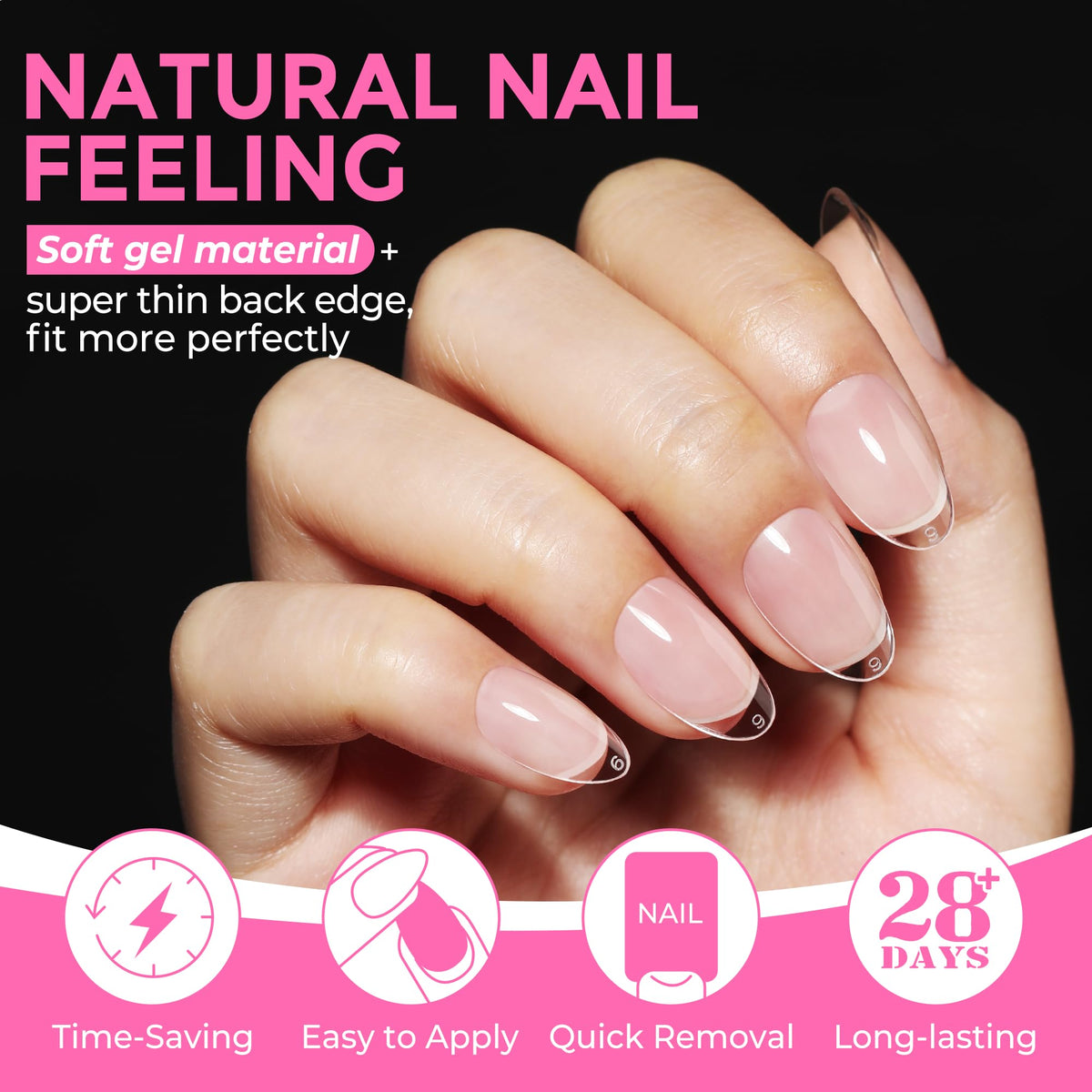 UNA GELLA Extra Short Square Kids Nail Tips 216Pcs Squoval Press On Nails - Jansha Store