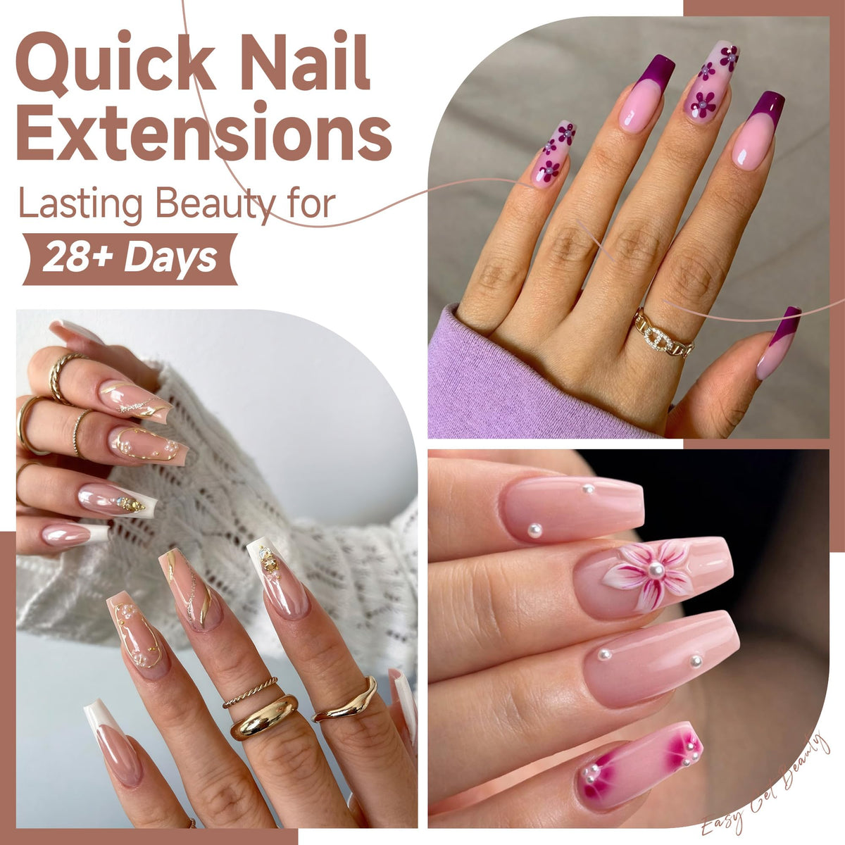 UNA GELLA Extra Short Square Kids Nail Tips 216Pcs Squoval Press On Nails - Jansha Store