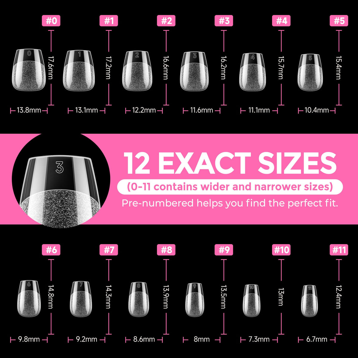 UNA GELLA Extra Short Square Kids Nail Tips 216Pcs Squoval Press On Nails - Jansha Store
