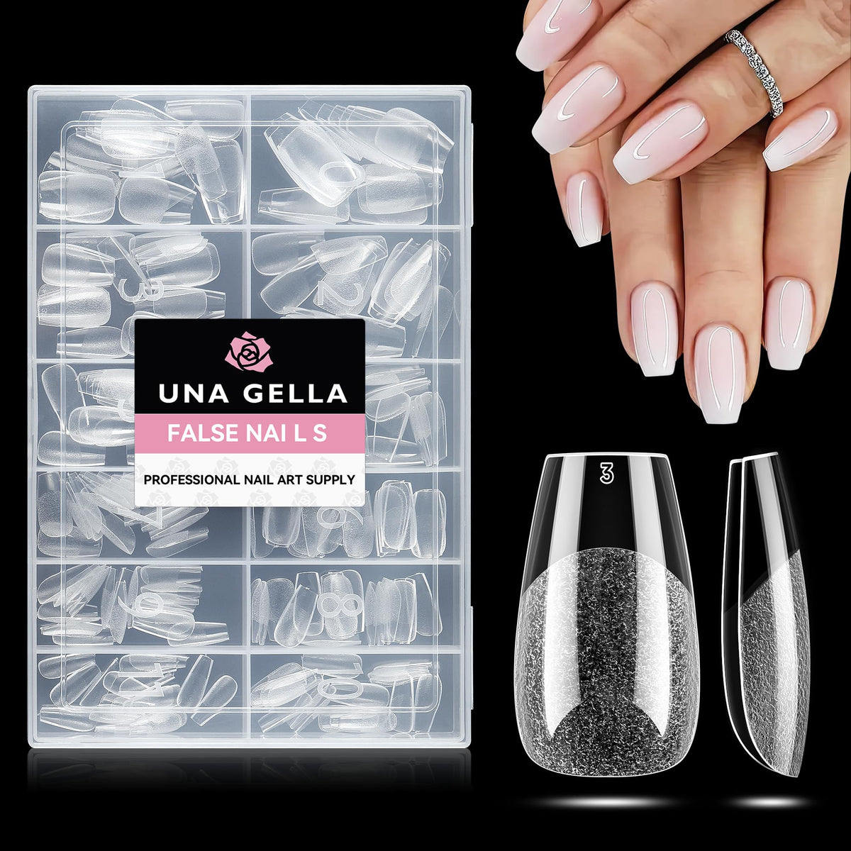 UNA GELLA Extra Short Square Kids Nail Tips 216Pcs Squoval Press On Nails - Jansha Store