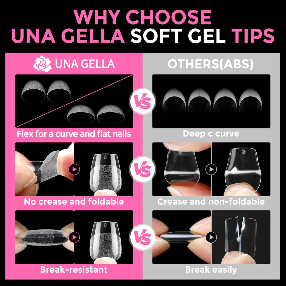 UNA GELLA Extra Short Square Kids Nail Tips 216Pcs Squoval Press On Nails - Jansha Store