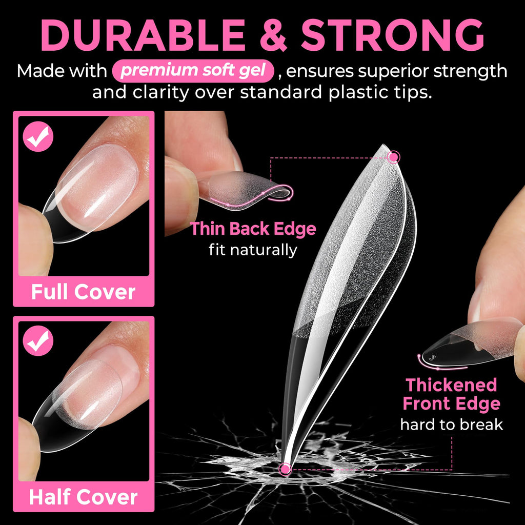 UNA GELLA Extra Short Square Kids Nail Tips 216Pcs Squoval Press On Nails - Jansha Store
