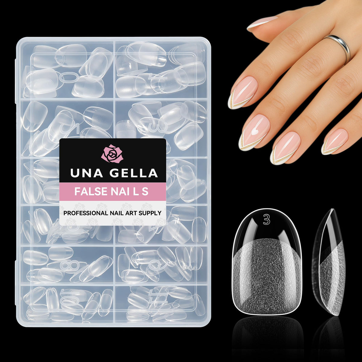 UNA GELLA Extra Short Square Kids Nail Tips 216Pcs Squoval Press On Nails - Jansha Store