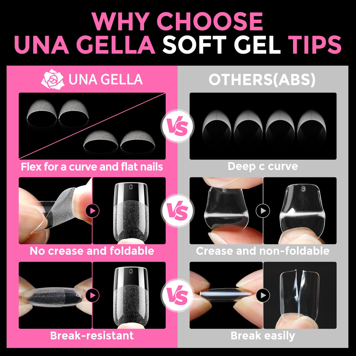 UNA GELLA Extra Short Square Kids Nail Tips 216Pcs Squoval Press On Nails - Jansha Store