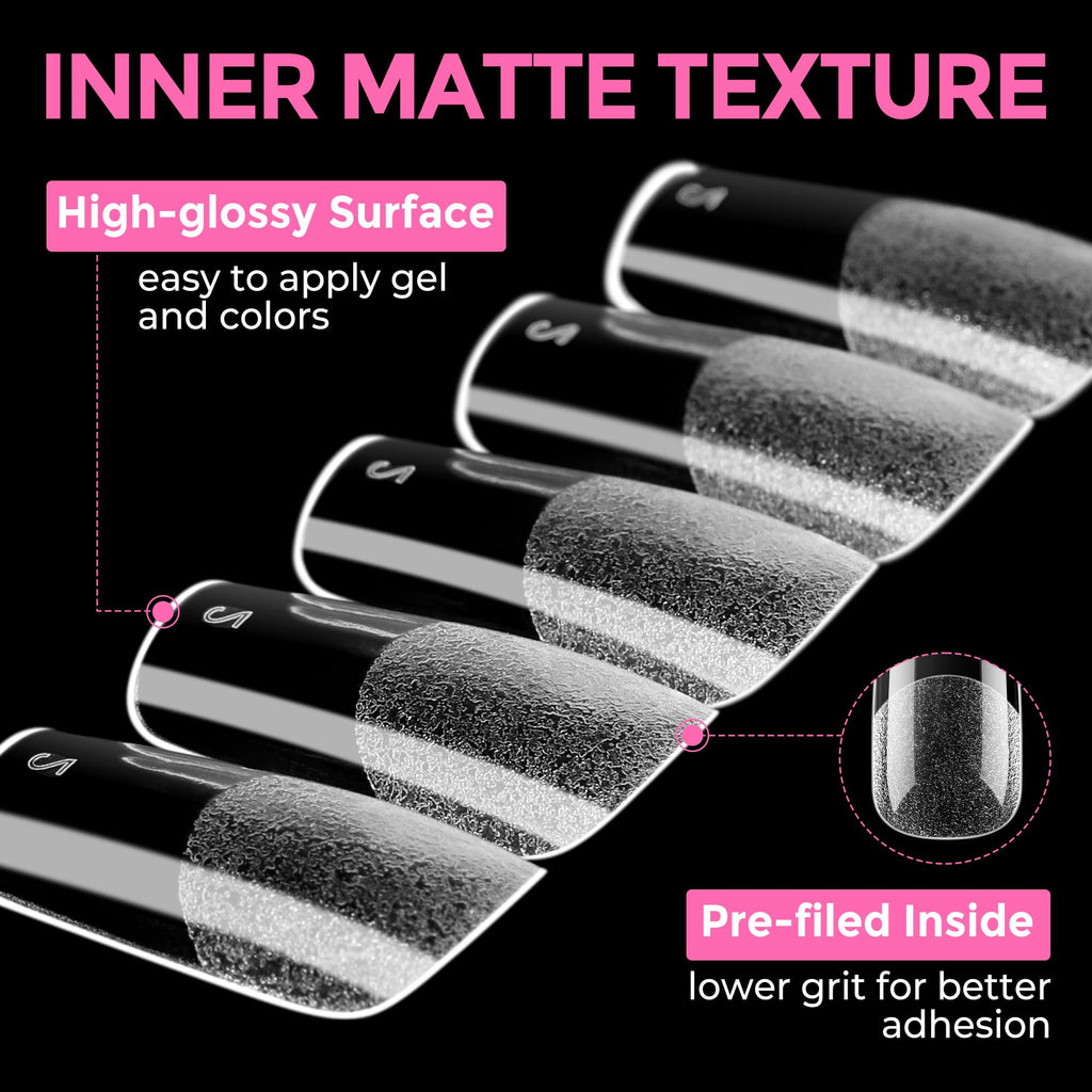 UNA GELLA Extra Short Square Kids Nail Tips 216Pcs Squoval Press On Nails - Jansha Store