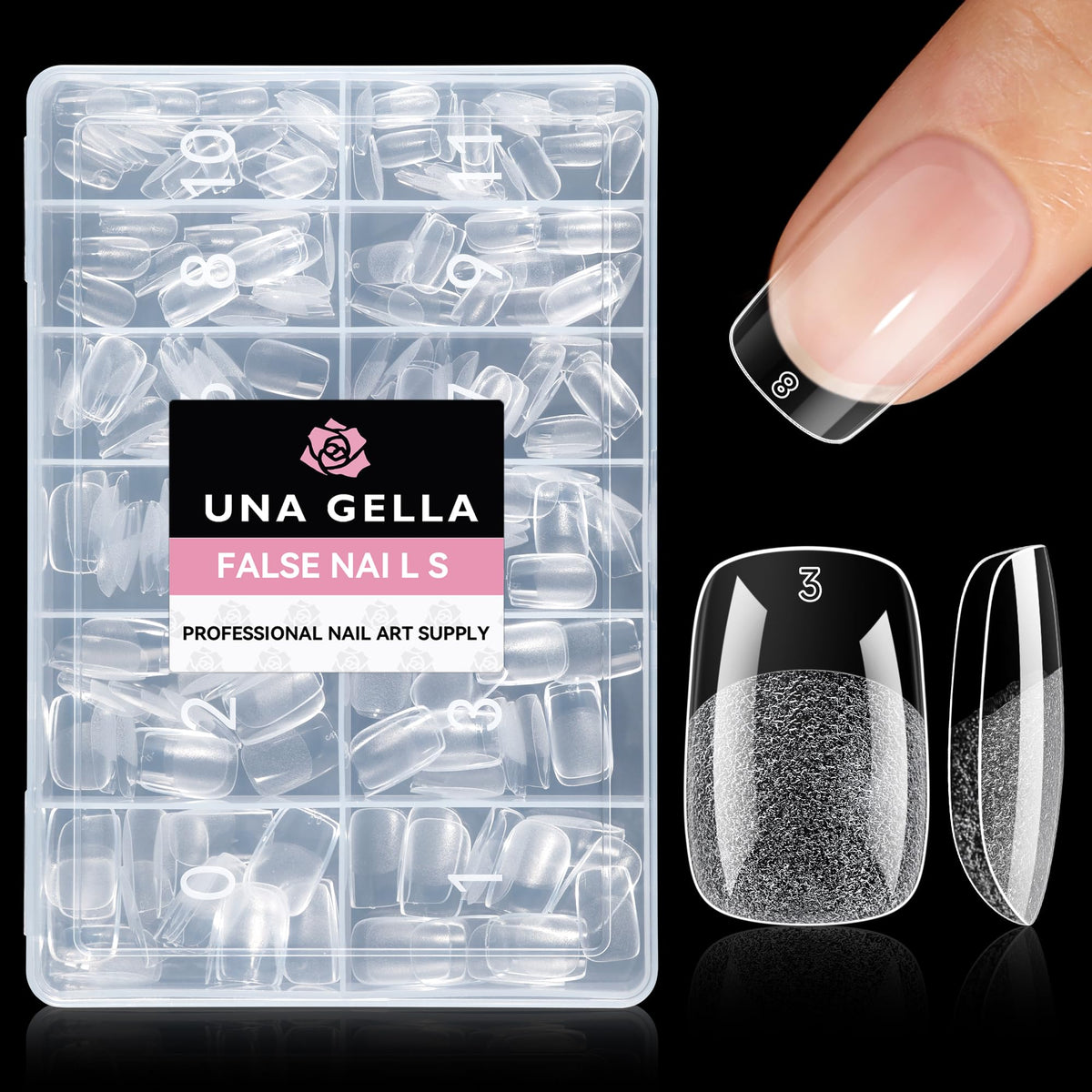 UNA GELLA Extra Short Square Kids Nail Tips 216Pcs Squoval Press On Nails - Jansha Store