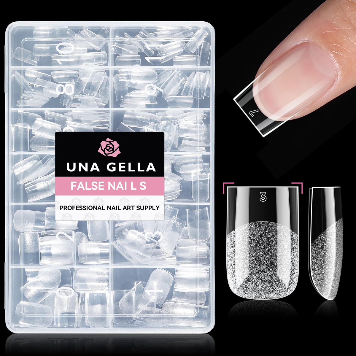 UNA GELLA Extra Short Square Kids Nail Tips 216Pcs Squoval Press On Nails - Jansha Store