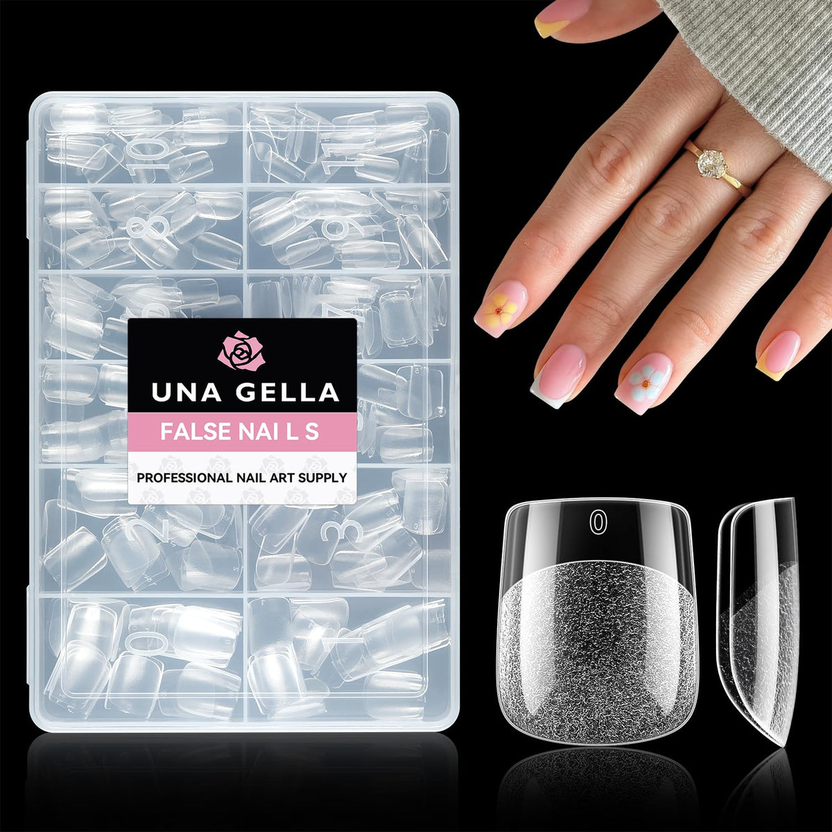 UNA GELLA Extra Short Square Kids Nail Tips 216Pcs Squoval Press On Nails - Jansha Store