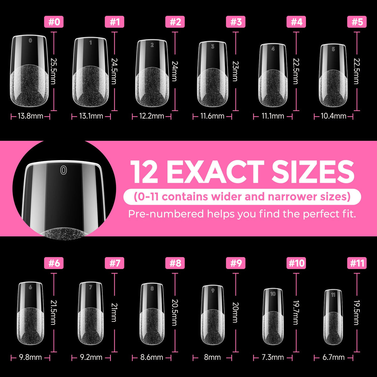 UNA GELLA Extra Short Square Kids Nail Tips 216Pcs Squoval Press On Nails - Jansha Store