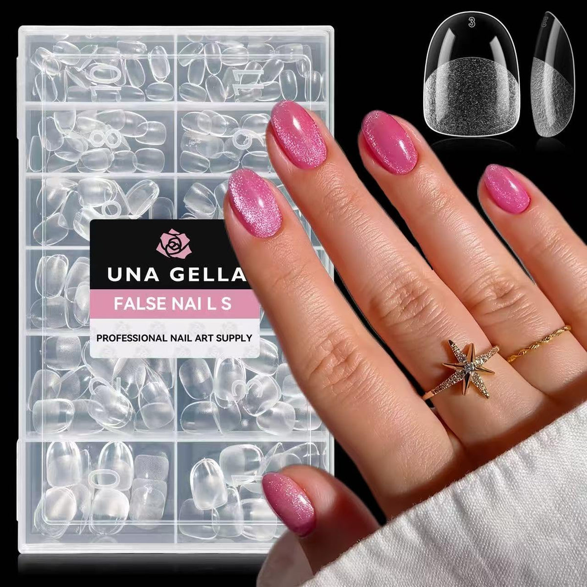UNA GELLA Extra Short Square Kids Nail Tips 216Pcs Squoval Press On Nails - Jansha Store