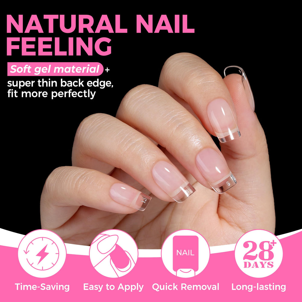 UNA GELLA Extra Short Square Kids Nail Tips 216Pcs Squoval Press On Nails - Jansha Store
