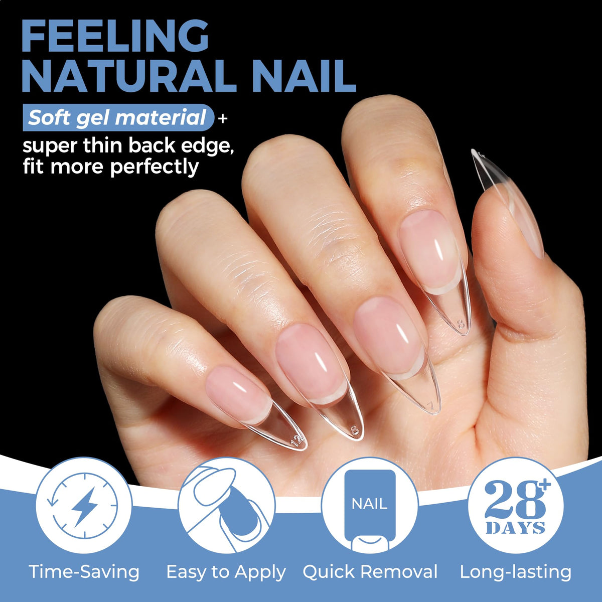 UNA GELLA Extra Short Square Kids Nail Tips 216Pcs Squoval Press On Nails - Jansha Store