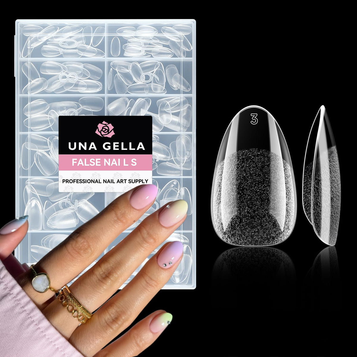 UNA GELLA Extra Short Square Kids Nail Tips 216Pcs Squoval Press On Nails - Jansha Store