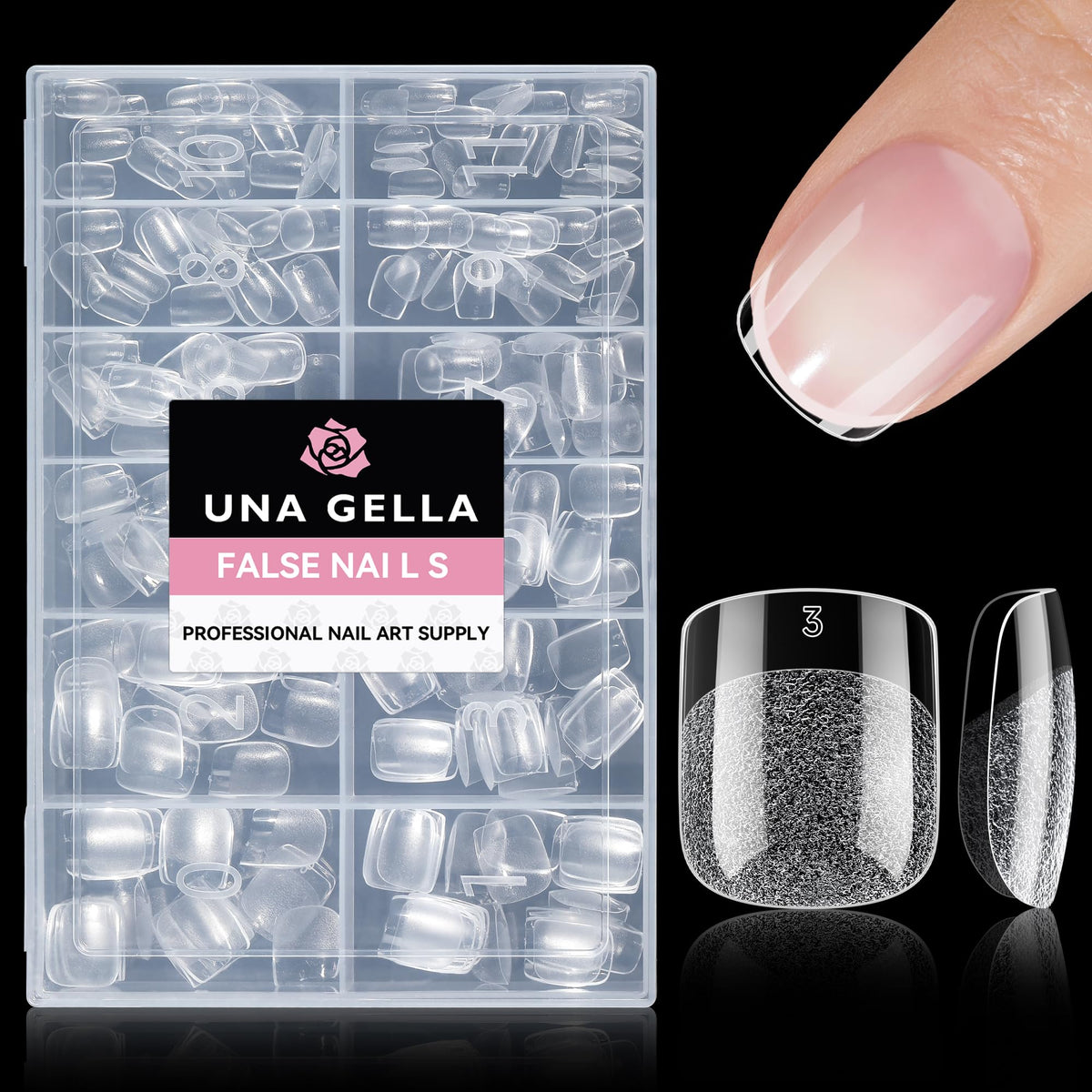 UNA GELLA Extra Short Square Kids Nail Tips 216Pcs Squoval Press On Nails - Jansha Store