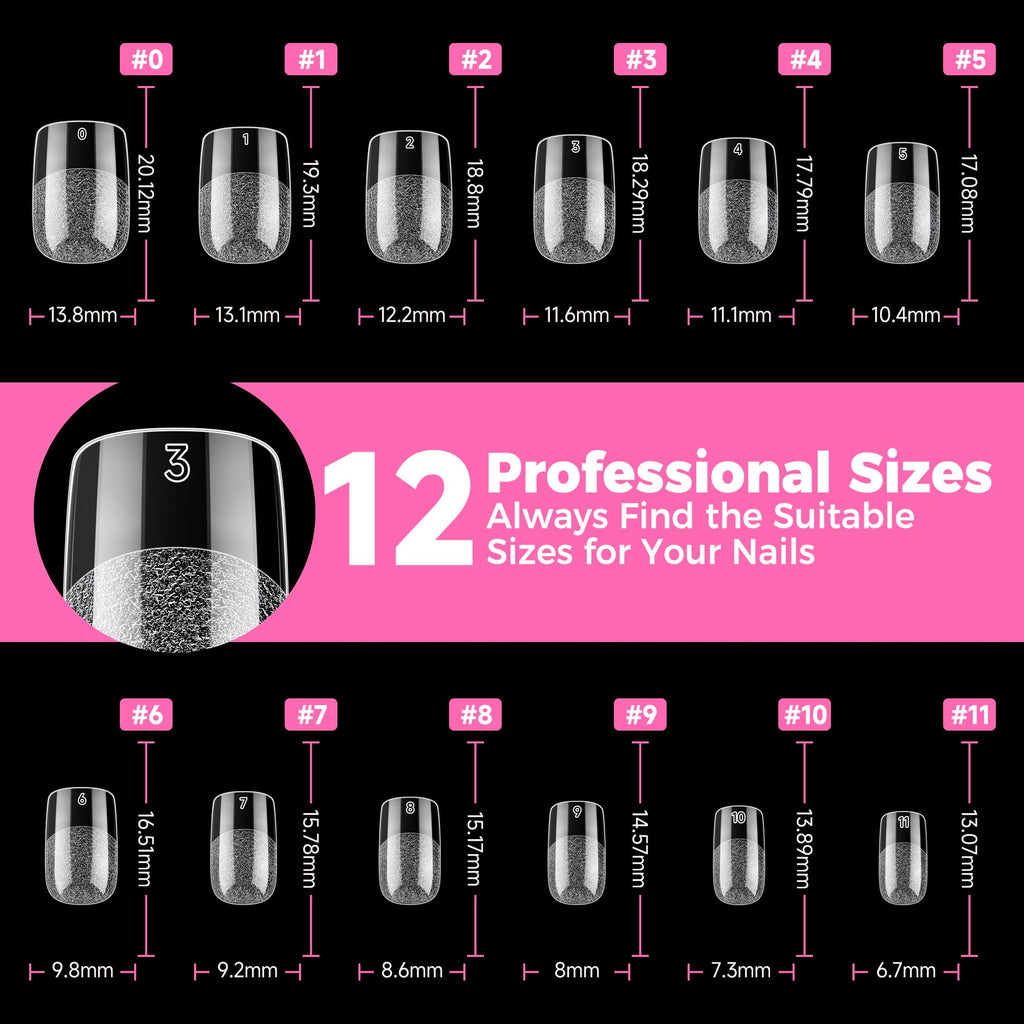 UNA GELLA Extra Short Square Kids Nail Tips 216Pcs Squoval Press On Nails - Jansha Store