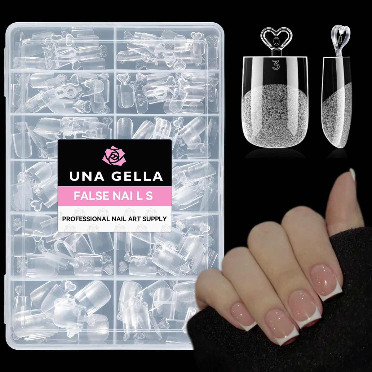 UNA GELLA Extra Short Square Kids Nail Tips 216Pcs Squoval Press On Nails - Jansha Store