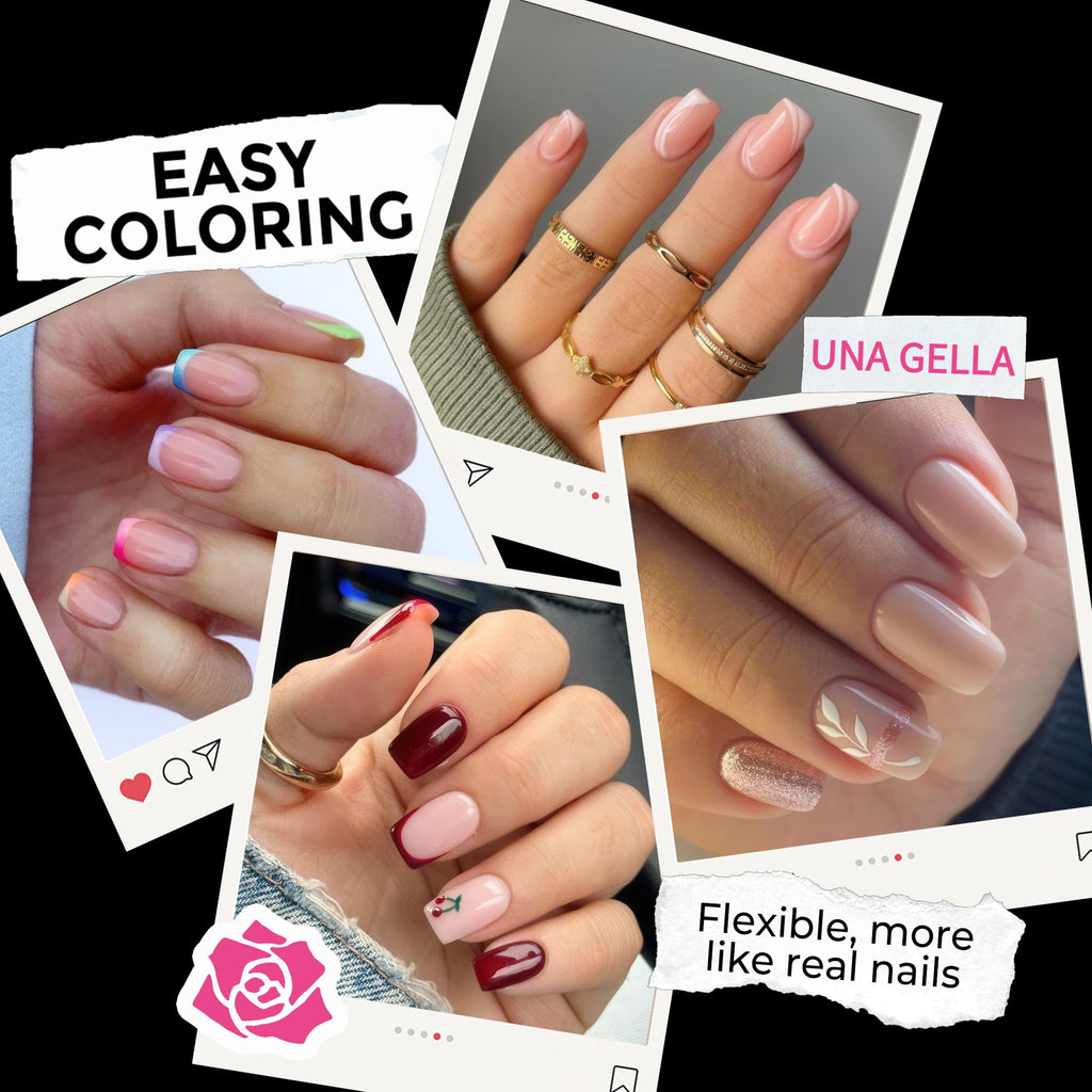 UNA GELLA Extra Short Square Kids Nail Tips 216Pcs Squoval Press On Nails - Jansha Store