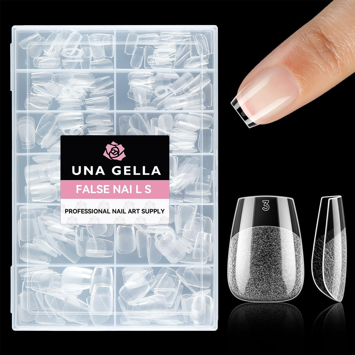 UNA GELLA Extra Short Square Kids Nail Tips 216Pcs Squoval Press On Nails - Jansha Store