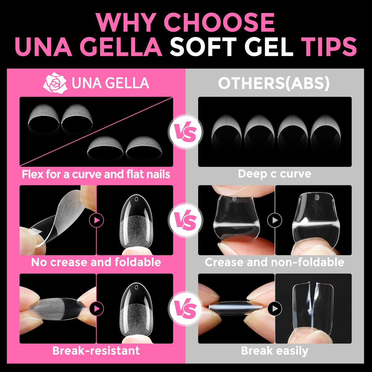 UNA GELLA Extra Short Square Kids Nail Tips 216Pcs Squoval Press On Nails - Jansha Store