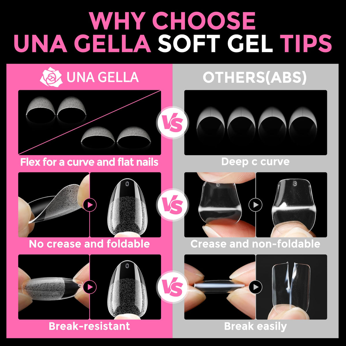 UNA GELLA Extra Short Square Kids Nail Tips 216Pcs Squoval Press On Nails - Jansha Store