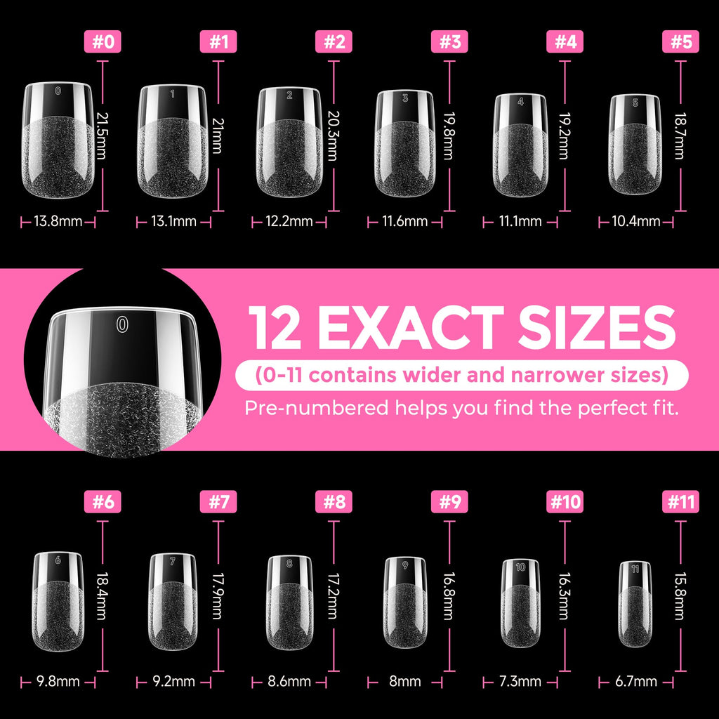 UNA GELLA Extra Short Square Kids Nail Tips 216Pcs Squoval Press On Nails - Jansha Store